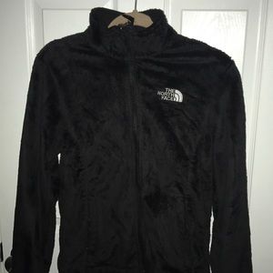 Black north face fuzzy jacket